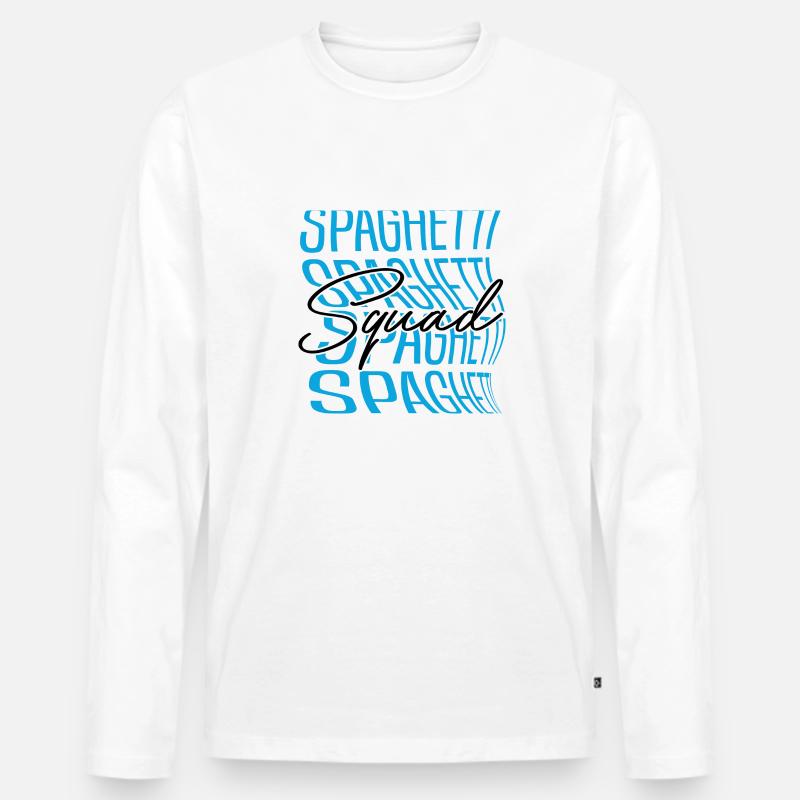 Spaghetti Squad Ironisches Sprichwort - Männer Premium Bio Langarmshirt - Weiß