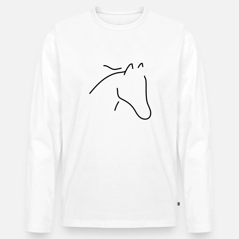 Pferd minimal - Männer Premium Bio Langarmshirt - Weiß