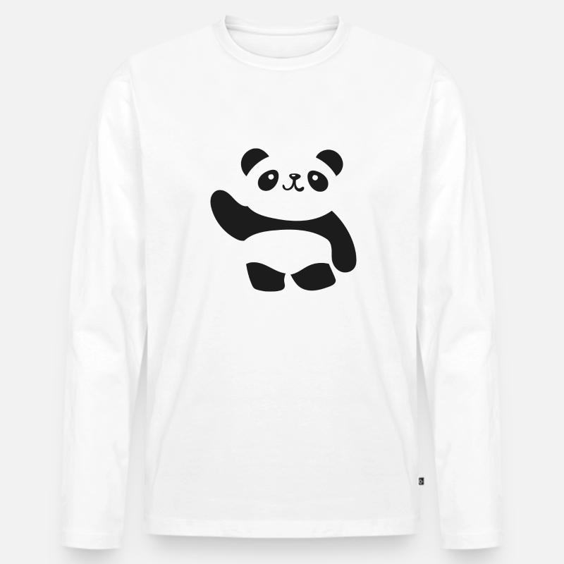 Lustiger Panda Australia Outback Pandabär - Männer Premium Bio Langarmshirt - Weiß