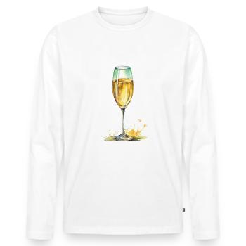 Sparkling wine in a glass (bubbly) - Men's Premium Organic Long Sleeve Shirt - white - Front - Nico (187cm)