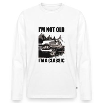 Voitures classiques en noir et blanc - T-shirt manches longues Premium bio Homme - blanc - Devant - Nico (187cm)