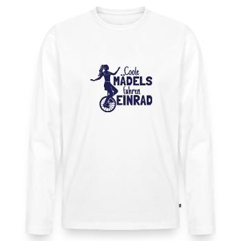 Einradfahrerin Coole Mädels Fahren Einrad - Männer Premium Bio Langarmshirt - Weiß - Vorne - Nico (187cm)