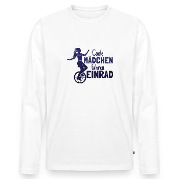 Einradfahrerin Coole Mädchen Fahren Einrad - Männer Premium Bio Langarmshirt - Weiß - Vorne - Nico (187cm)