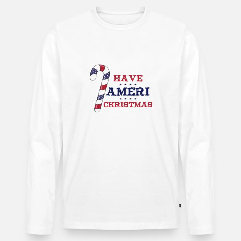 Have Ameri Christmas - Männer Premium Bio Langarmshirt - Weiß