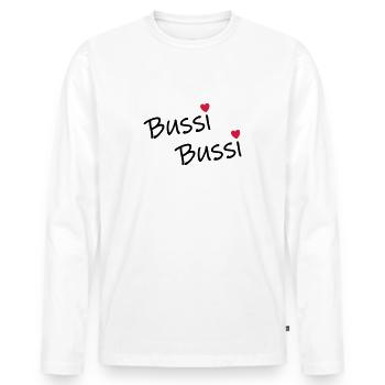 Bussi Bussi - Männer Premium Bio Langarmshirt - Weiß - Vorne - Nico (187cm)