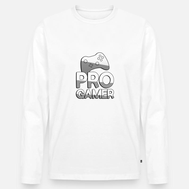 PRO GAMER + Controller - Gaming - Männer Premium Bio Langarmshirt - Weiß