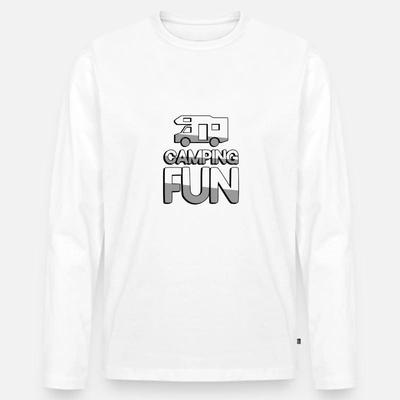 CAMPING FUN + Wohnwagen - Camping - Männer Premium Bio Langarmshirt - Weiß