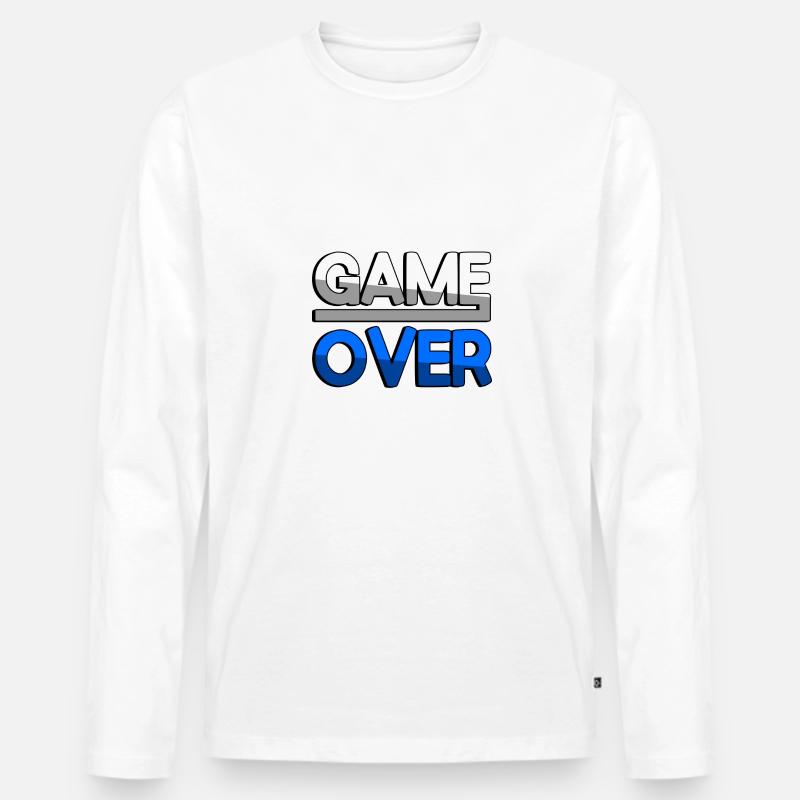 GAME OVER (Blau) - Gaming - Männer Premium Bio Langarmshirt - Weiß