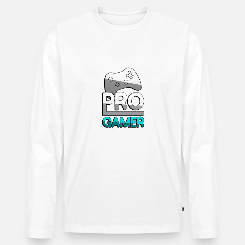 PRO GAMER (Türkis) + Controller - Gaming - Männer Premium Bio Langarmshirt - Weiß