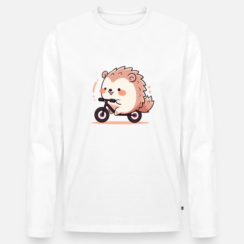 Igel Radfahrer - Männer Premium Bio Langarmshirt - Weiß
