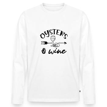Chef de fruits de mer relaxant huîtres et vin - T-shirt manches longues Premium bio Homme - blanc - Devant - Nico (187cm)