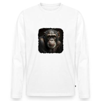 Chimpanzees are our closest relatives - Men's Premium Organic Long Sleeve Shirt - white - Front - Nico (187cm)