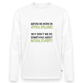 Intelligence artificielle - T-shirt manches longues Premium bio Homme - blanc - Devant - Nico (187cm)