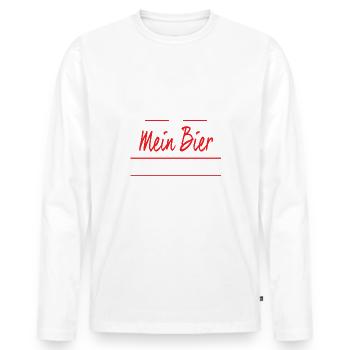Ich kann nicht mein Bier hat nein gesagt - Männer Premium Bio Langarmshirt - Weiß - Vorne - Nico (187cm)
