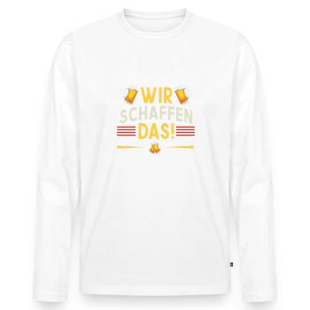Wir schaffen das - Männer Premium Bio Langarmshirt - Weiß - Vorne - Nico (187cm)