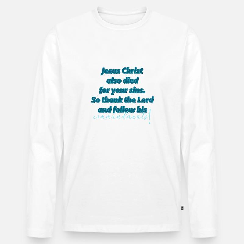 Jesu Gebote Bibelstudium Glaube Gott - Männer Premium Bio Langarmshirt - Weiß