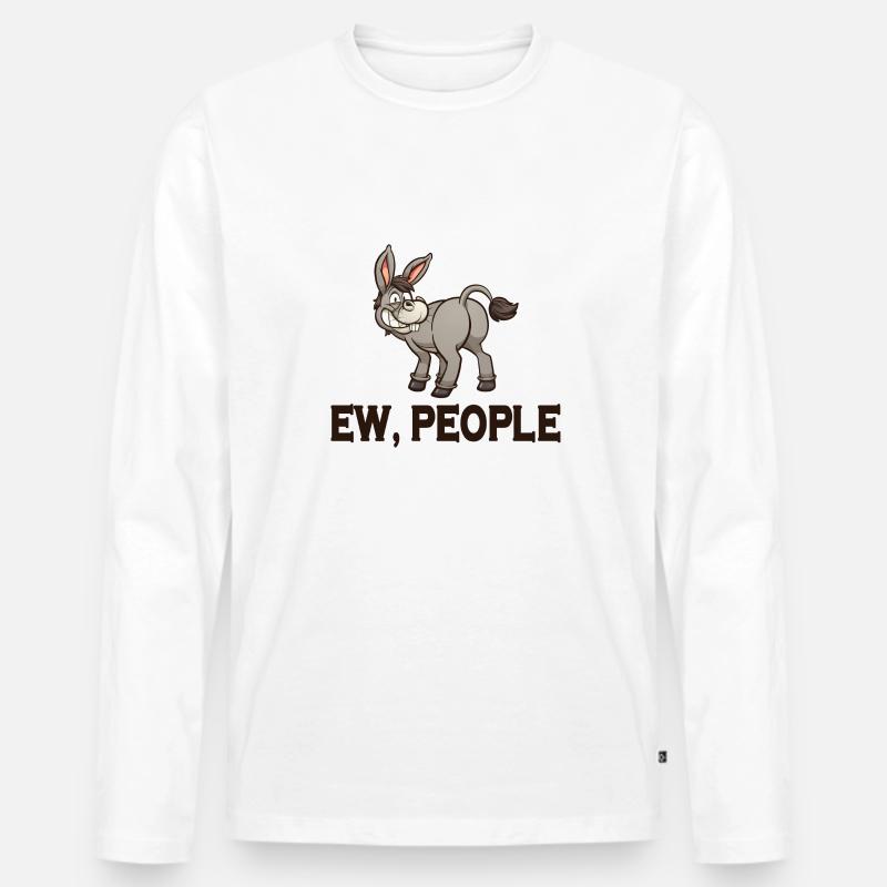 Esel Mama - Männer Premium Bio Langarmshirt - Weiß