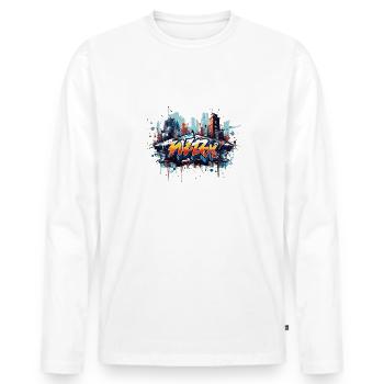 Street Art Revolution Cool Capot Graffiti Design - T-shirt manches longues Premium bio Homme - blanc - Devant - Nico (187cm)