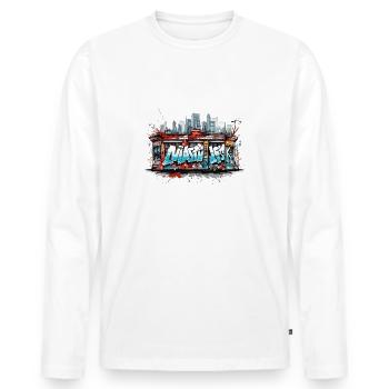 Urban Graffiti Abstrait Street Art Vêtements - T-shirt manches longues Premium bio Homme - blanc - Devant - Nico (187cm)