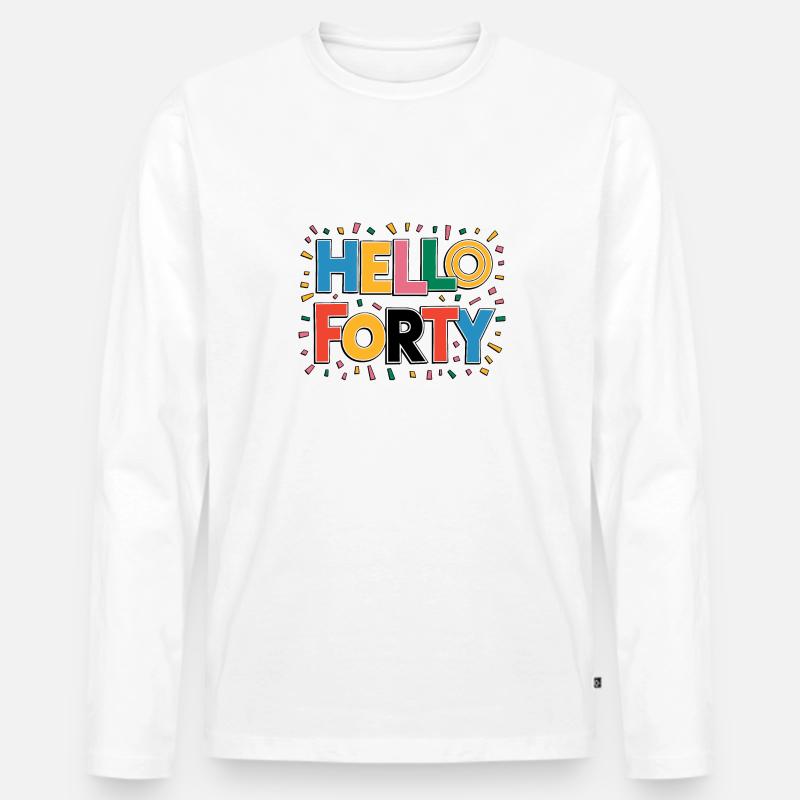 Hallo Vierzig - Männer Premium Bio Langarmshirt - Weiß