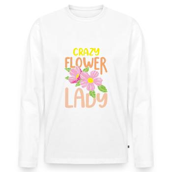 Crazy Flower Lady Funny Florist Sunflower - Männer Premium Bio Langarmshirt - Weiß - Vorne - Nico (187cm)