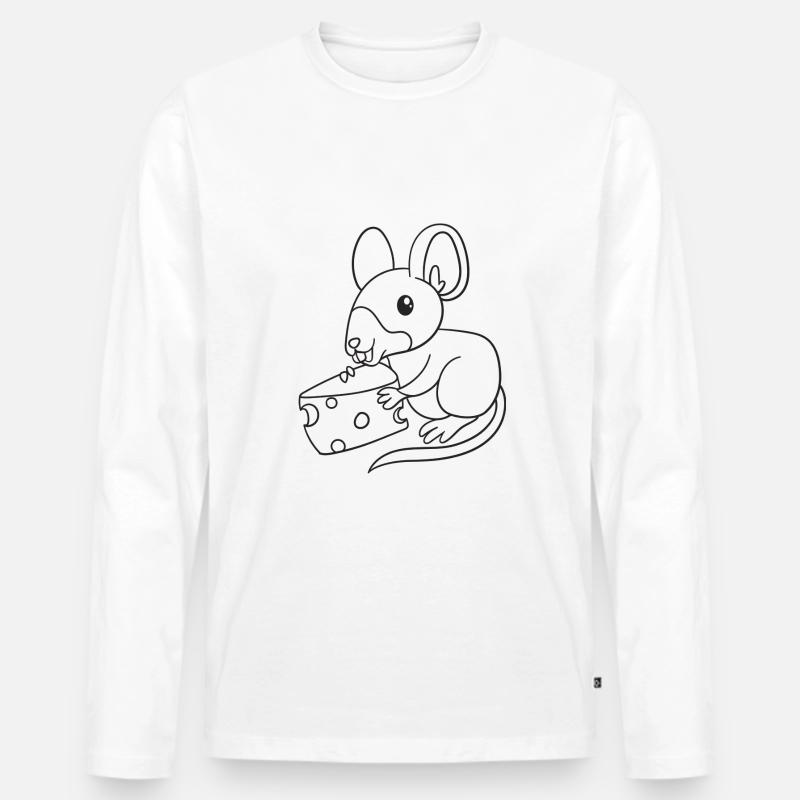 Maus, Mäuse, Käse, Geschenk, Geschenkidee - Männer Premium Bio Langarmshirt - Weiß