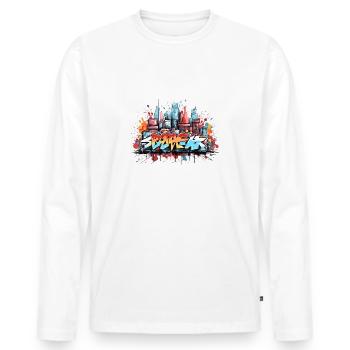 Urban Graffiti Abstract Street Art Clothing - Men's Premium Organic Long Sleeve Shirt - white - Front - Nico (187cm)