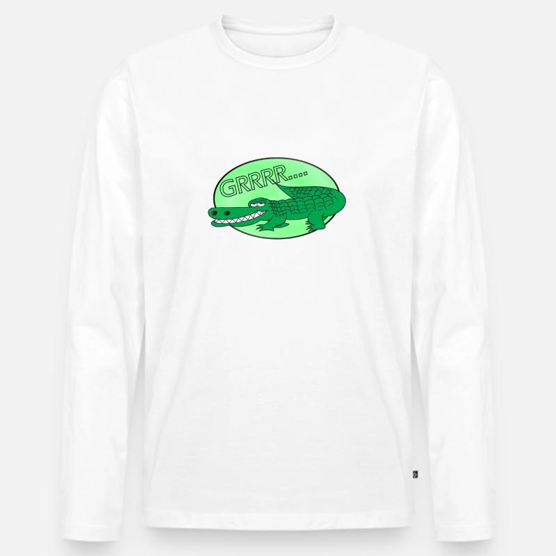 Krokodil Alligator - Männer Premium Bio Langarmshirt - Weiß