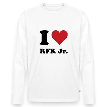 I Heart RFK JR - Men's Premium Organic Long Sleeve Shirt - white - Front - Nico (187cm)