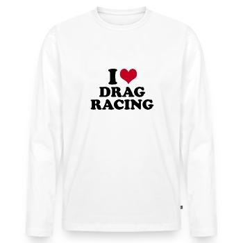 J’adore les courses de dragsters - T-shirt manches longues Premium bio Homme - blanc - Devant - Nico (187cm)