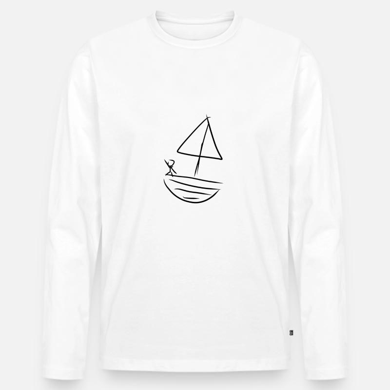 Boot Wasser - Männer Premium Bio Langarmshirt - Weiß
