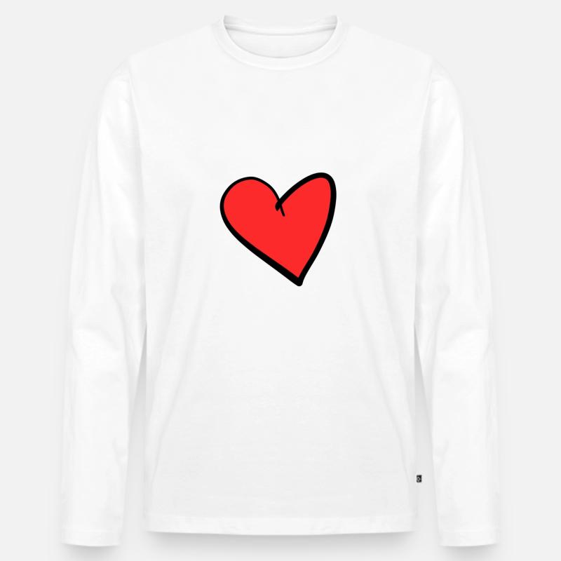 Herz rot - Männer Premium Bio Langarmshirt - Weiß