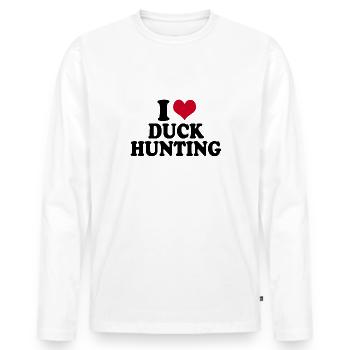 I Love Duck Hunting - Men's Premium Organic Long Sleeve Shirt - white - Front - Nico (187cm)