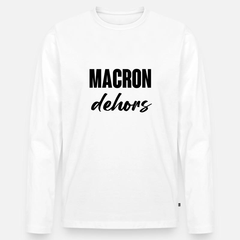 Macron raus - Männer Premium Bio Langarmshirt - Weiß