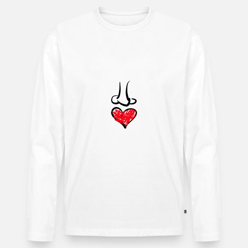 Herz Nase - Männer Premium Bio Langarmshirt - Weiß