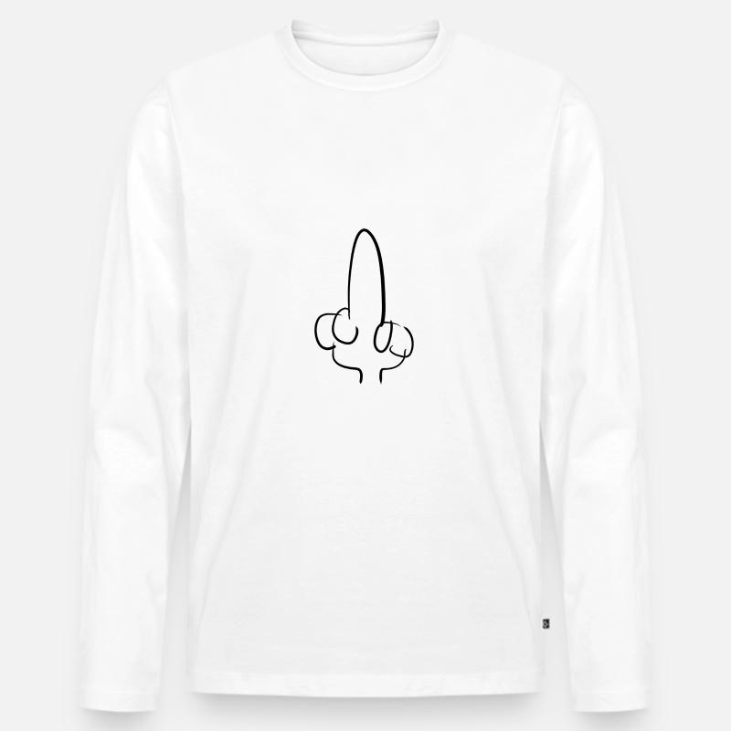 mittelfinger finger - Männer Premium Bio Langarmshirt - Weiß