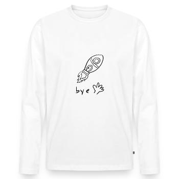Rocket Bye bye - Men's Premium Organic Long Sleeve Shirt - white - Front - Nico (187cm)