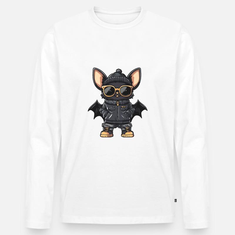 Fledermaus Cool Comic - Männer Premium Bio Langarmshirt - Weiß