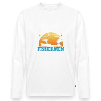 Juli 1982 - 40. Geburtstag Geschenk. Angler. - Männer Premium Bio Langarmshirt - Weiß - Vorne - Nico (187cm)