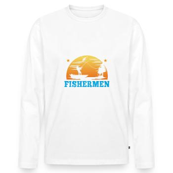 Août 1972 - Cadeau du 50e anniversaire. Pêcheur. - T-shirt manches longues Premium bio Homme - blanc - Devant - Nico (187cm)