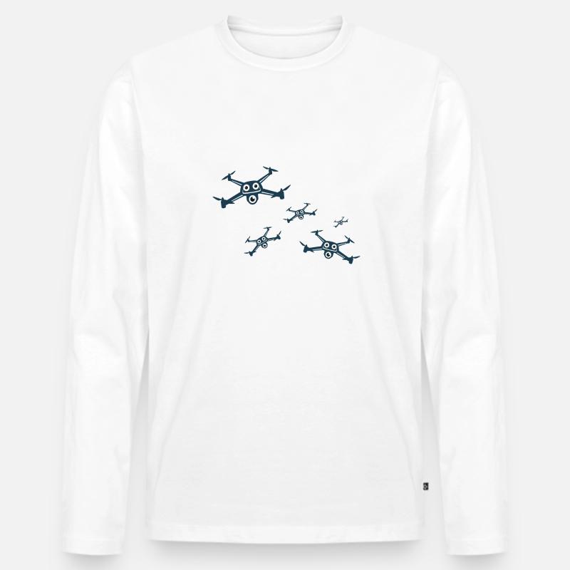 dronen,drone,comic - Männer Premium Bio Langarmshirt - Weiß