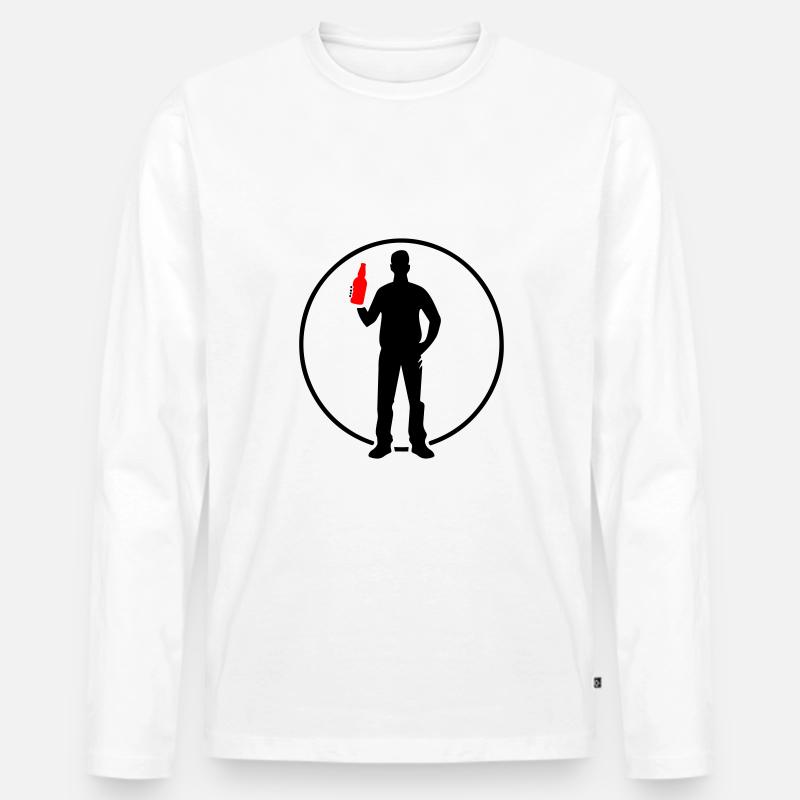 Bier Trinken Silhouette - Männer Premium Bio Langarmshirt - Weiß