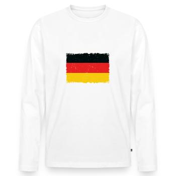 Grunge German flag - Men's Premium Organic Long Sleeve Shirt - white - Front - Nico (187cm)