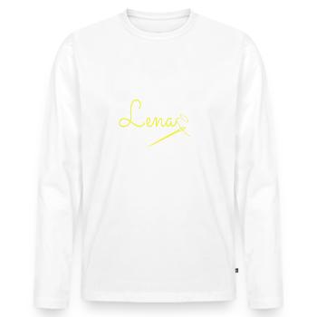 Lena - Men's Premium Organic Long Sleeve Shirt - white - Front - Nico (187cm)