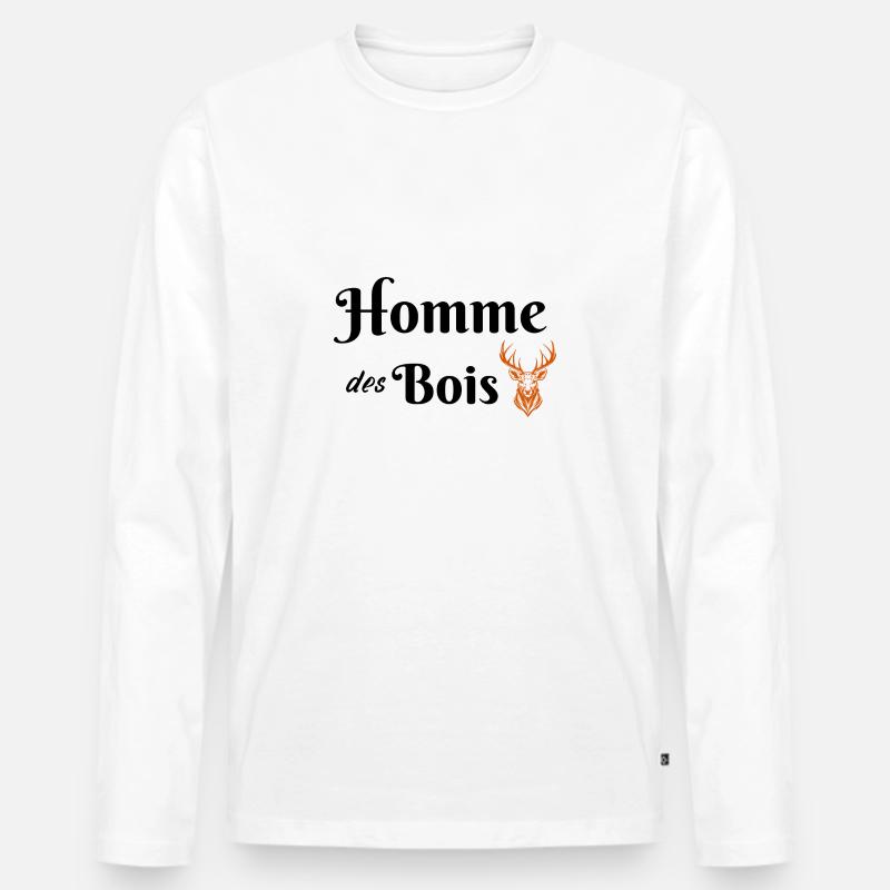 Mann des Waldes - Männer Premium Bio Langarmshirt - Weiß