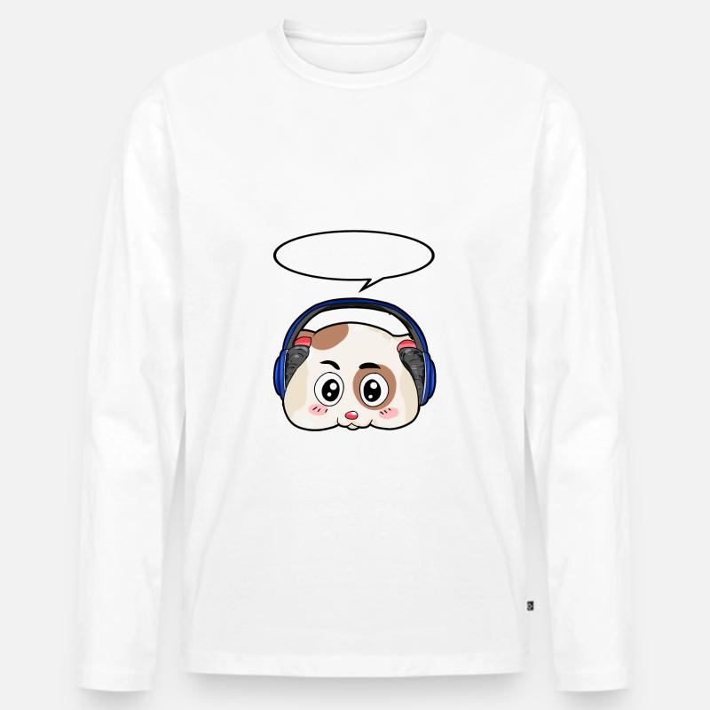 Hamster mit Kopfhörer - Männer Premium Bio Langarmshirt - Weiß