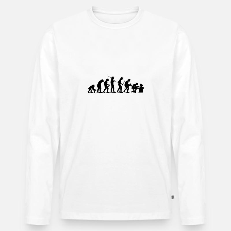 Darwin Evolution - Männer Premium Bio Langarmshirt - Weiß
