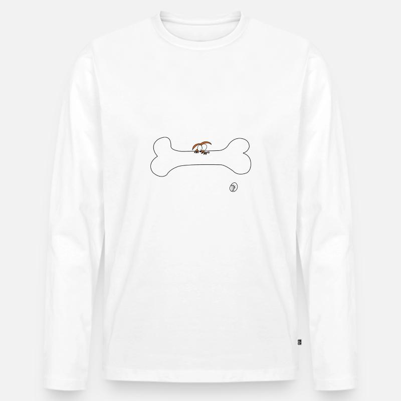 Hund mit Knochen - Männer Premium Bio Langarmshirt - Weiß