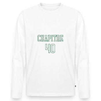 Chapitre 40 anniversaire humour décennie 40ans - T-shirt manches longues Premium bio Homme - blanc - Devant - Nico (187cm)