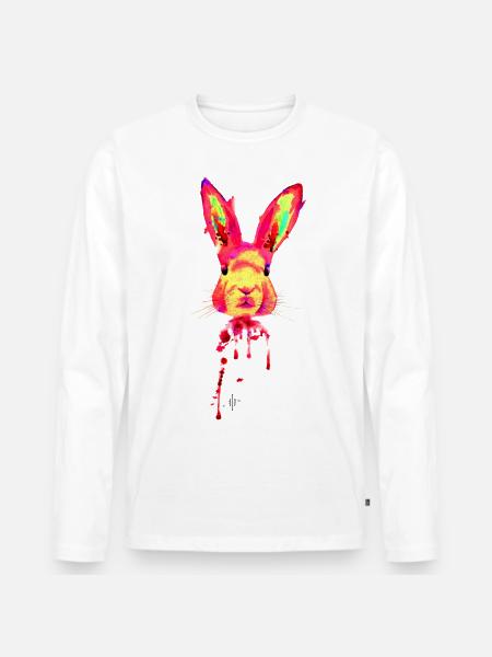 Rabbit Neon Pink - Men's Premium Organic Long Sleeve Shirt - white